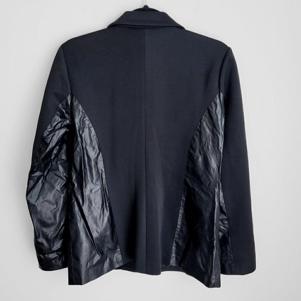 NWT Redwood Court Black Cotton Faux Leather Trim Blazer - Picture 8 of 12